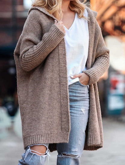 Oversized Knit Hooded Cardigan