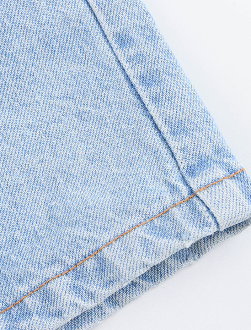 Collared Short Sleeve Denim Romper