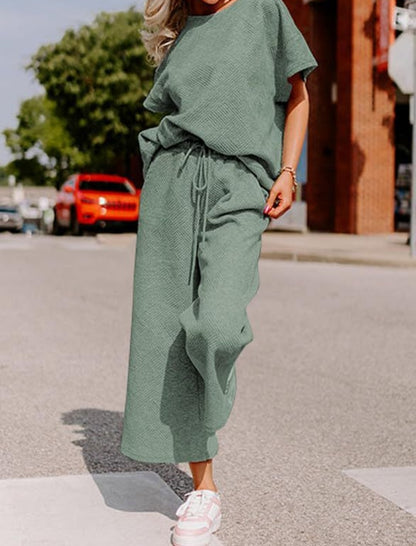 Relaxed Two-Piece Drawstring Pants Set