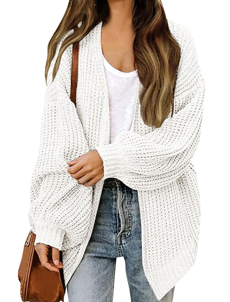 Lantern Sleeve Knit Cardigan