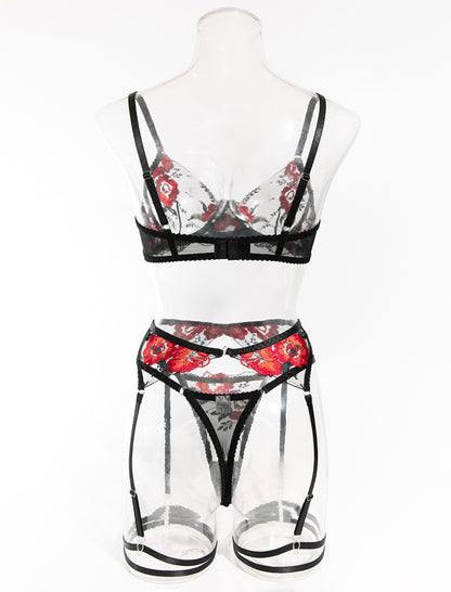 Mesh Shaping Bra &amp; Panty 4 Pieces Set