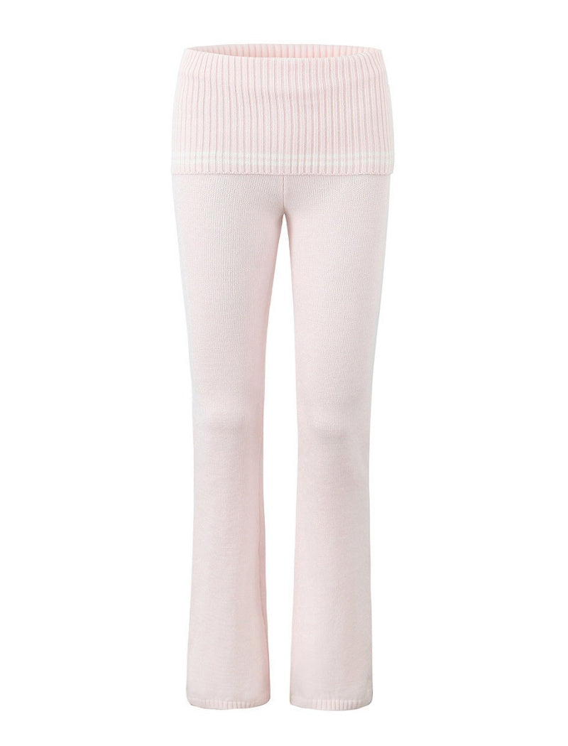 Ribbed Hoodie and Wide-Leg Pants Set