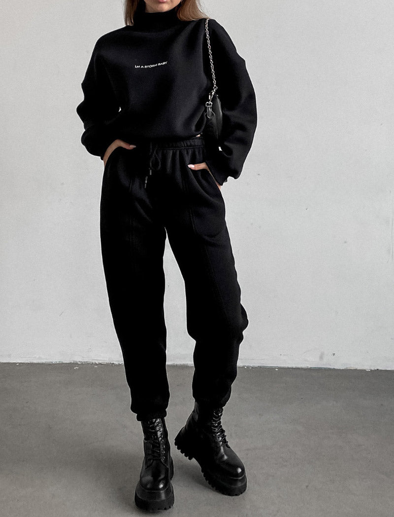 High-Neck Relaxed Jogger Set