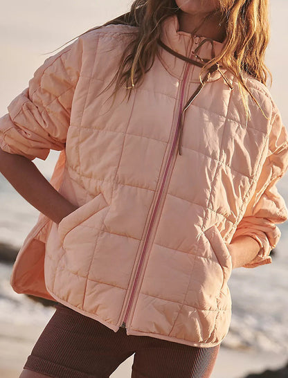 Oversized Puffer Jacket with Zipper