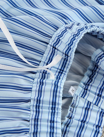 Striped Lounge Set with Wide-Leg Pants