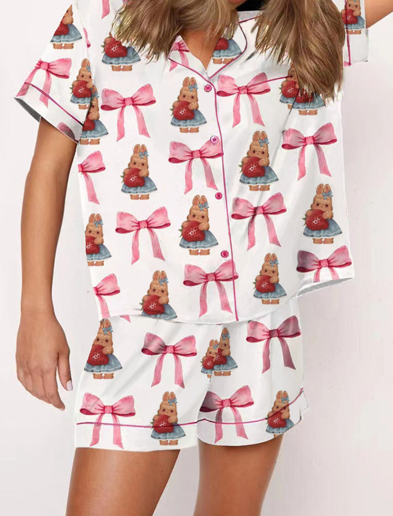 Ice Cream Bow Print Pajama Set
