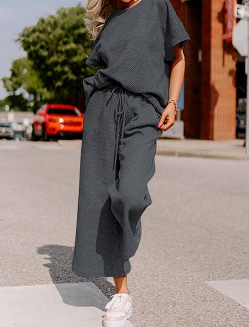 Relaxed Two-Piece Drawstring Pants Set