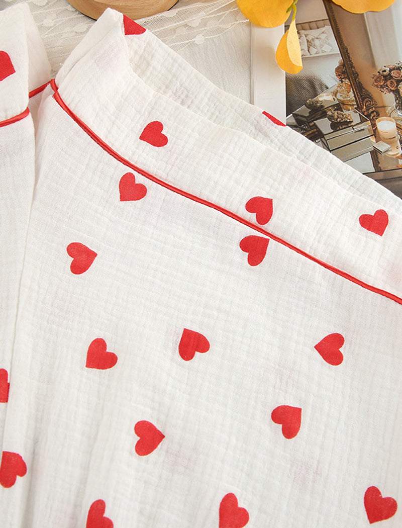 Heart Print Long Sleeve Three-Piece Set