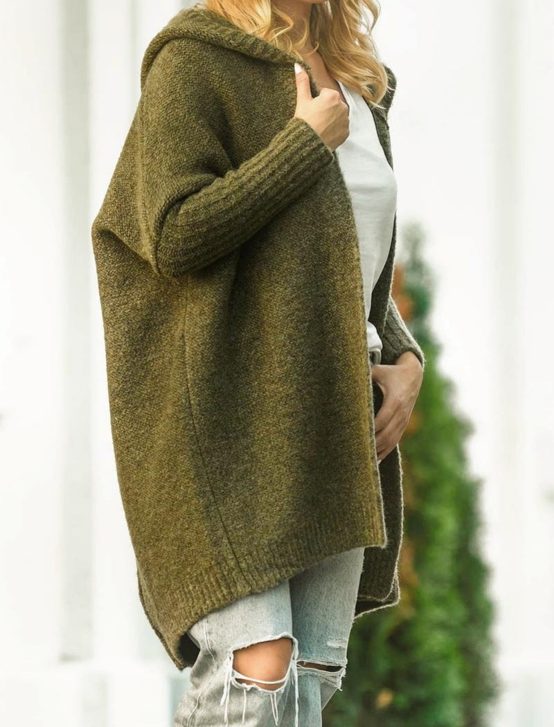 Oversized Knit Hooded Cardigan