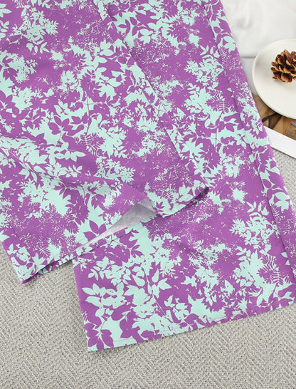 Floral Printed Matching Set with Wide-Leg Pants