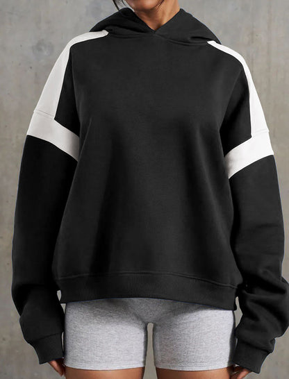 Oversized Hooded Top with Contrast Stripes