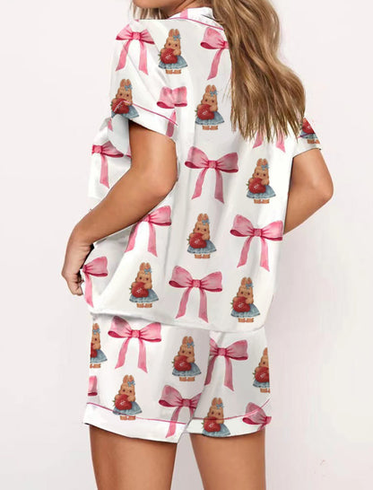 Ice Cream Bow Print Pajama Set