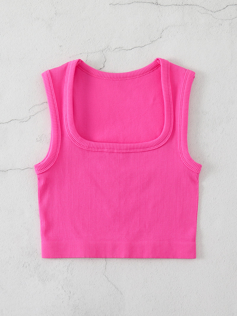 Ribbed Square-Neck Crop Top