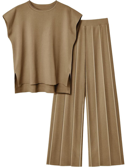 Sleeveless Top and Wide-Leg Pants Set