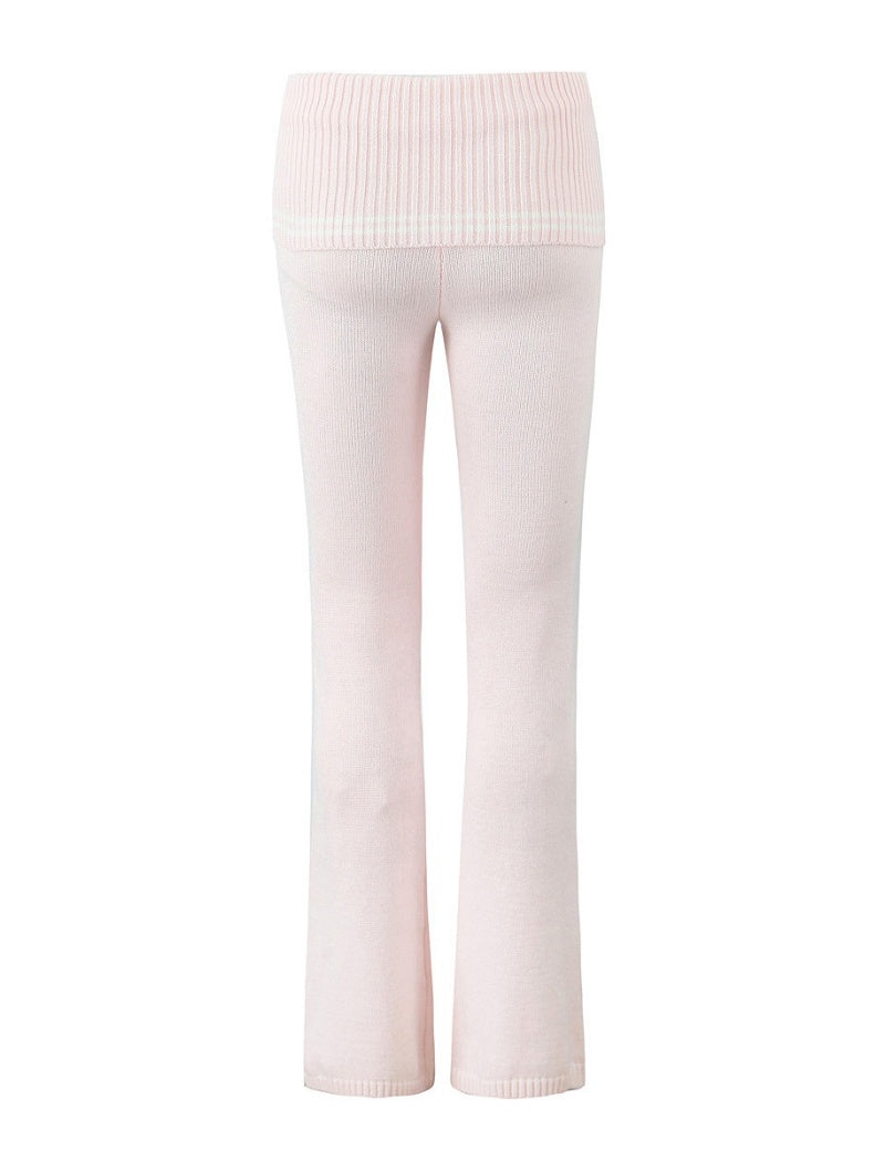 Ribbed Hoodie and Wide-Leg Pants Set