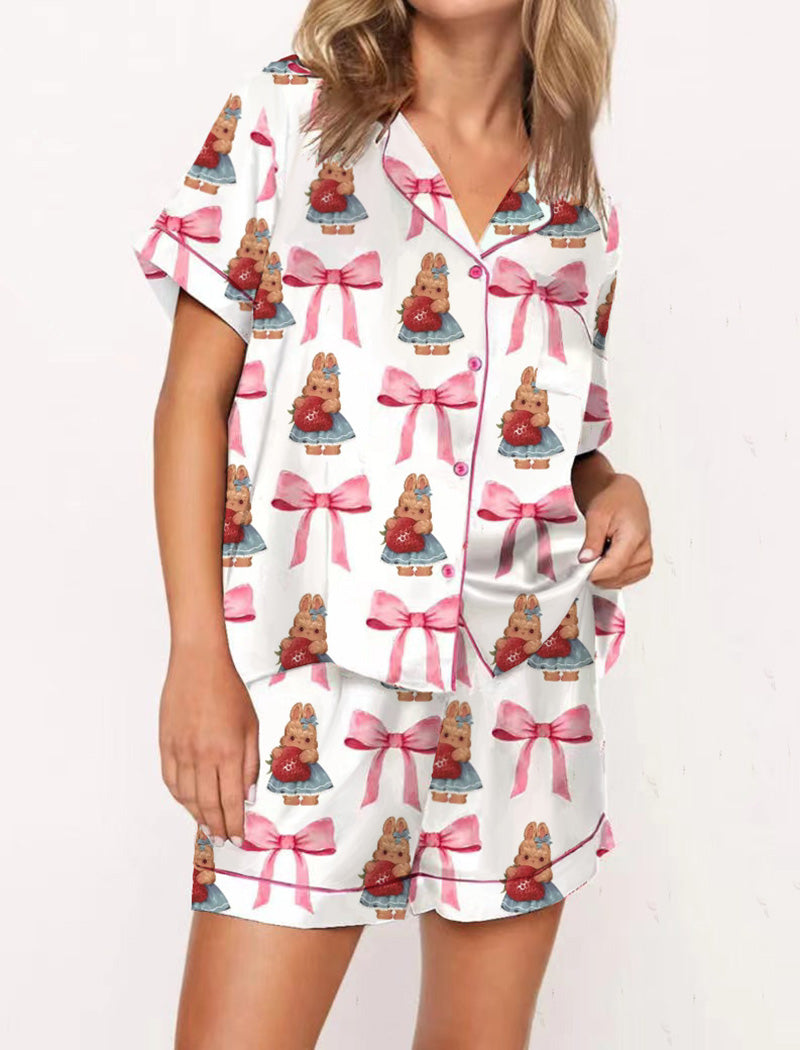 Ice Cream Bow Print Pajama Set