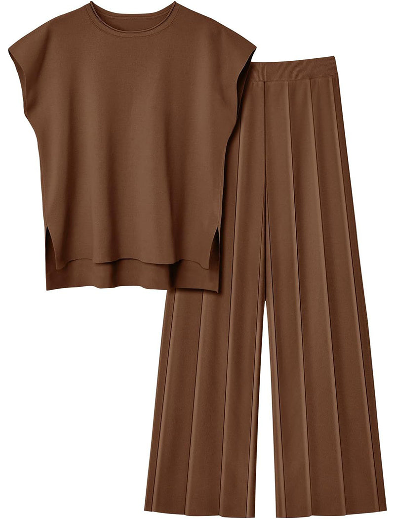 Sleeveless Top and Wide-Leg Pants Set