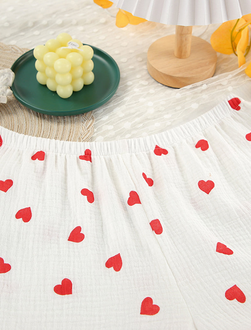 Heart Print Long Sleeve Three-Piece Set