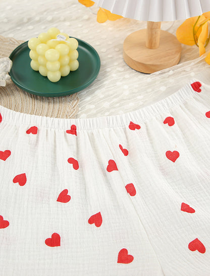 Heart Print Long Sleeve Three-Piece Set