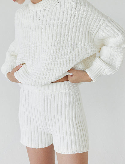 Ribbed Knit Sweater and Shorts Set