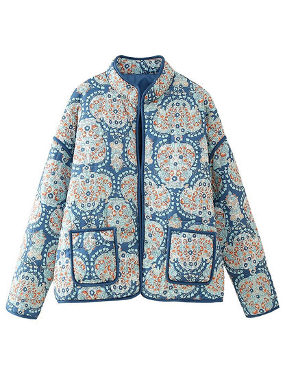 Floral Quilted Jacket with Front Pockets