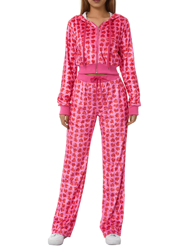 Heart Pattern Top and Pants Set