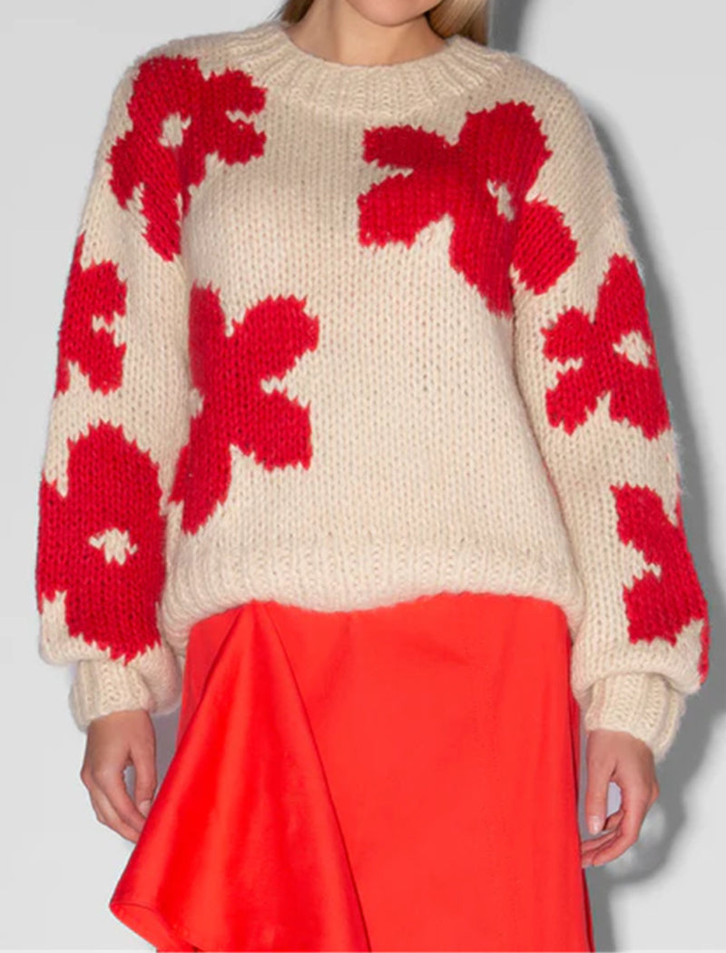 Floral Knit Pullover Sweater