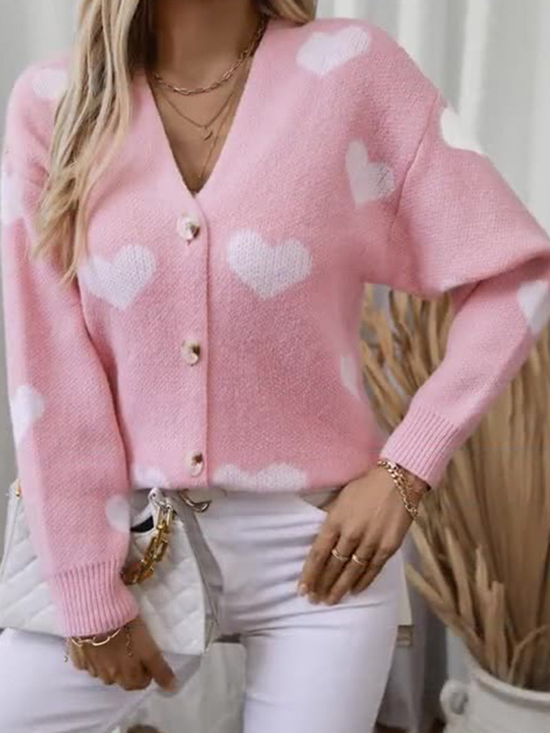 Heart Print Cardigan