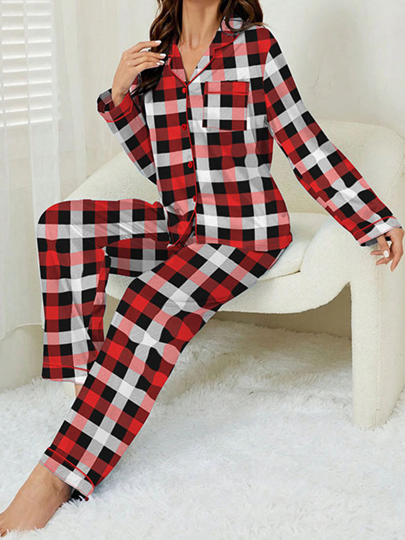 Plaid Button-Up Shirt and Pants Set