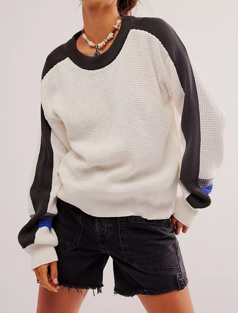 Contrast Sleeve Knit Pullover