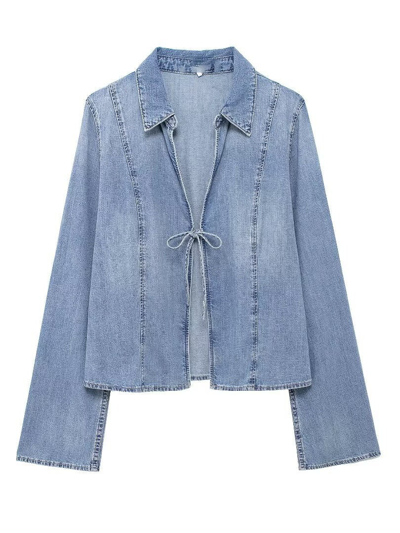 Tie-Front Denim Jacket