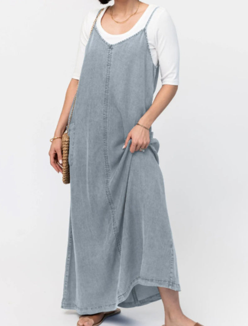 Relaxed Fit Sleeveless Denim Maxi Dress