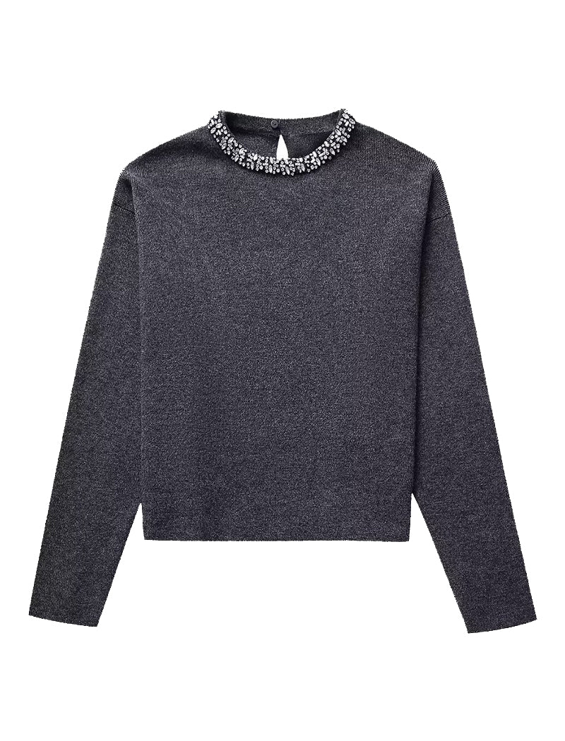 Knit Sweater with Diamond Collar