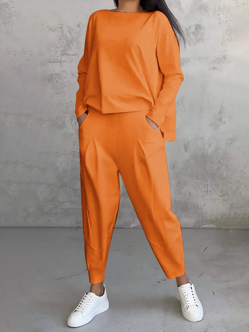 Solid Top and Pants Set