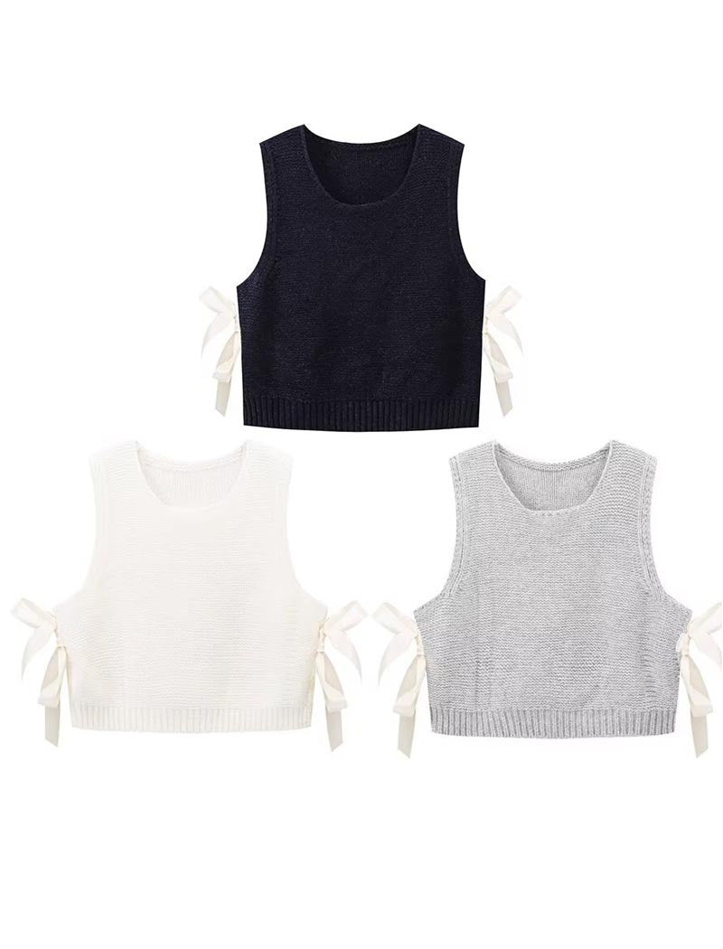Knit Bows Sleeveless Vest