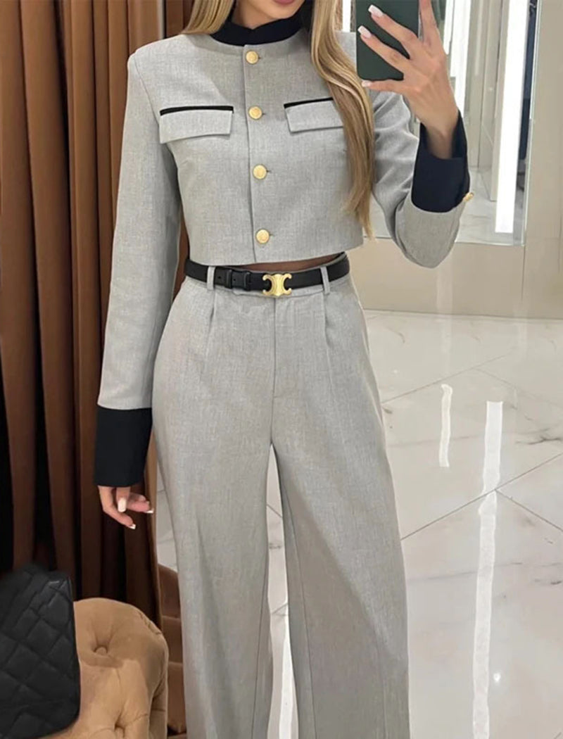Cropped Blazer and Pants Set