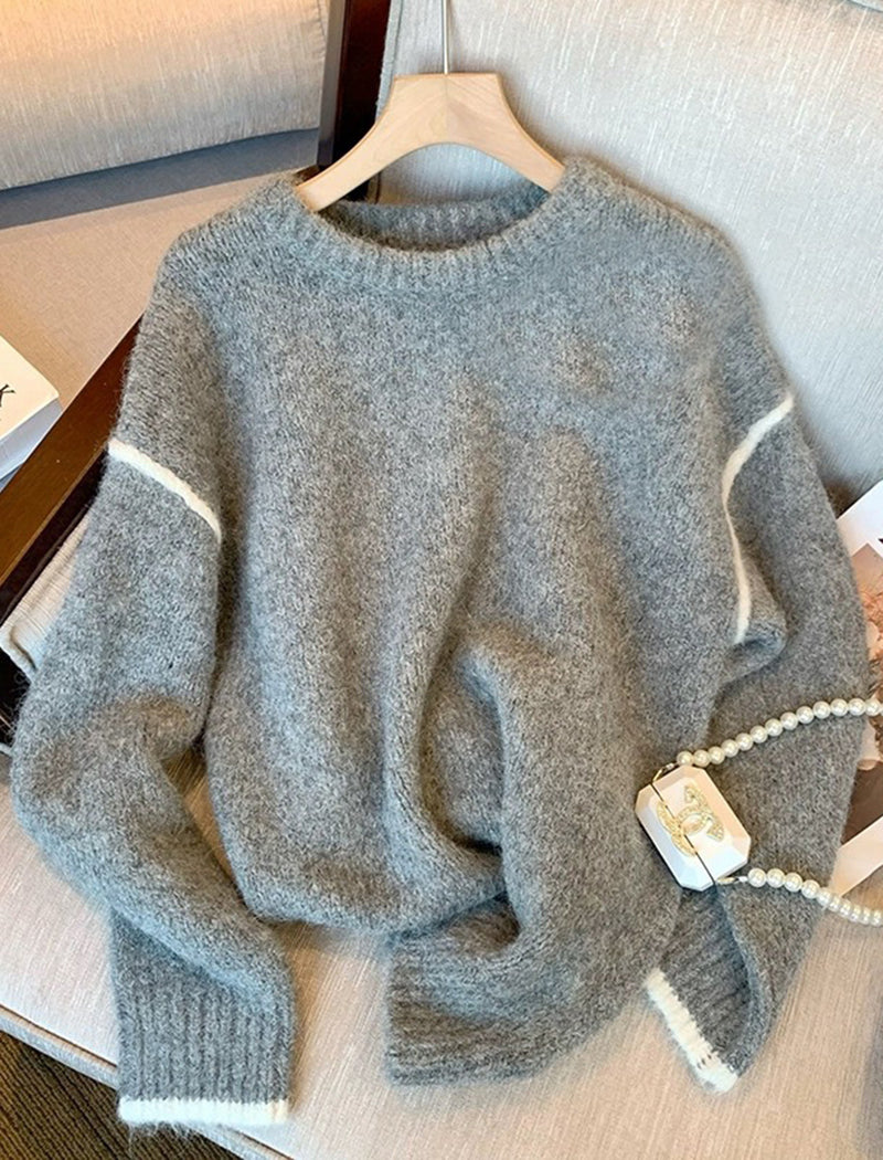 Fuzzy Knit Crewneck Sweater