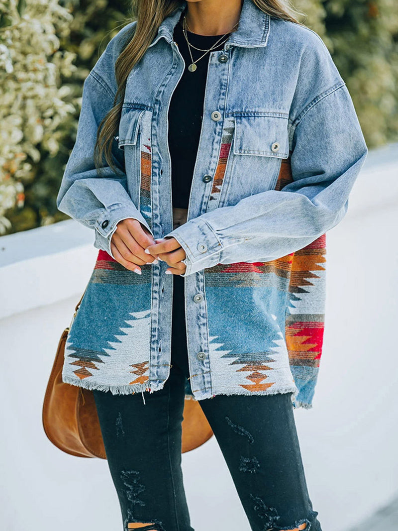 Patchwork Pocket Denim Coat