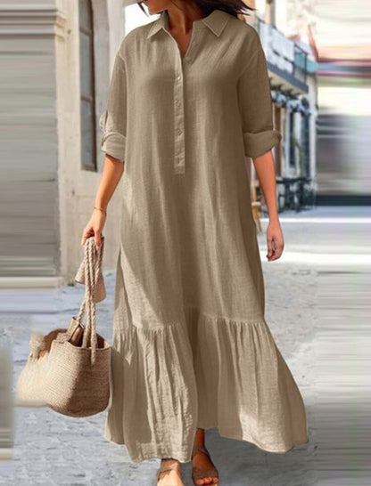 Button-Up Maxi Shirt Dress