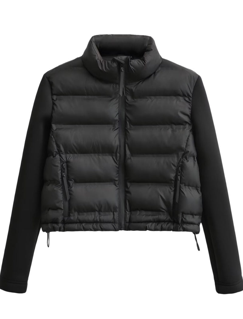 Cropped Puffer Jacket with Zipper