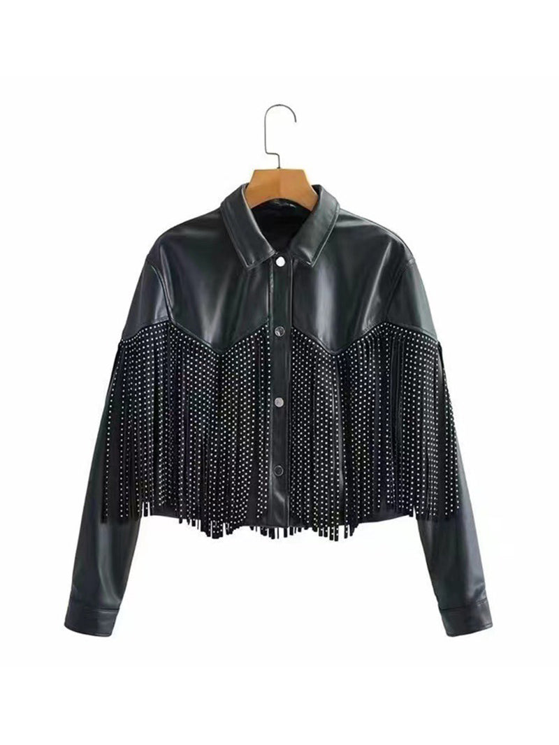 Faux Leather Fringe Jacket