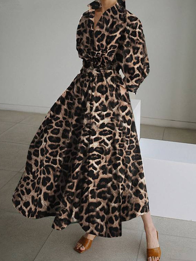 Graphic Long-Sleeve Maxi Dress