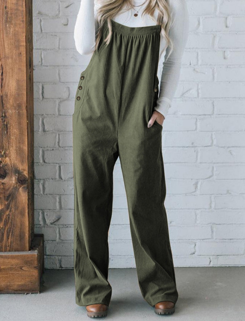 Multi-pocket Corduroy Overalls