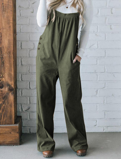 Multi-pocket Corduroy Overalls