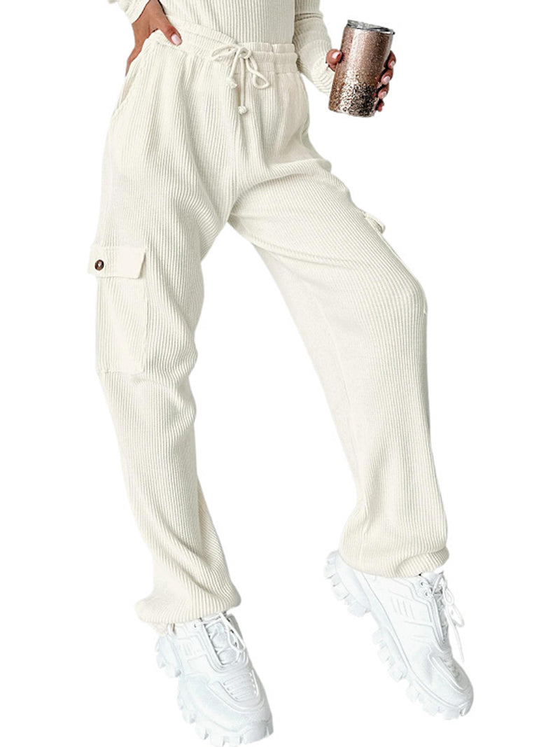 Cargo Drawstring Ribbed Pants