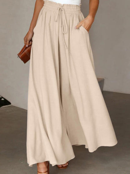 Drawstring Wide-Leg Pants