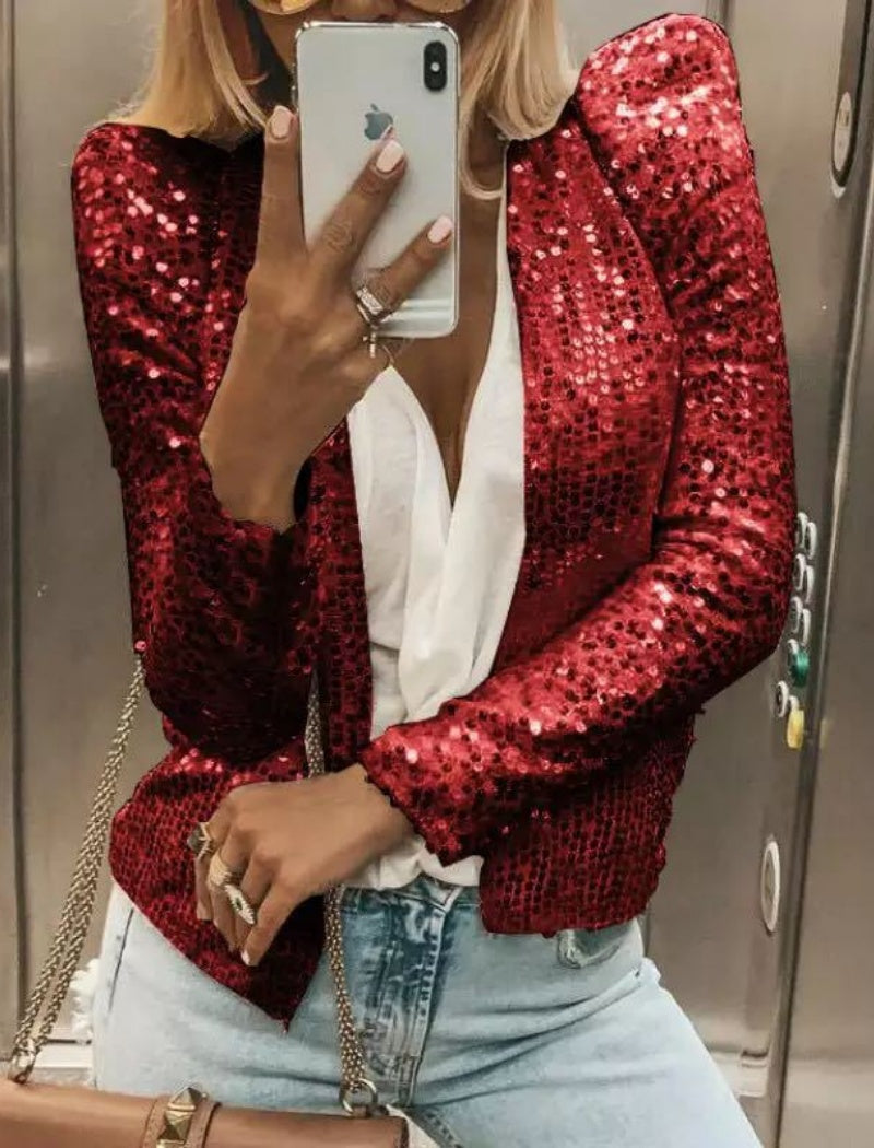 Sequin Embellished Open Jacket