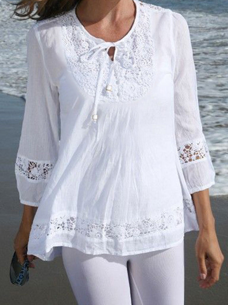 Lace Trim Boho Blouse