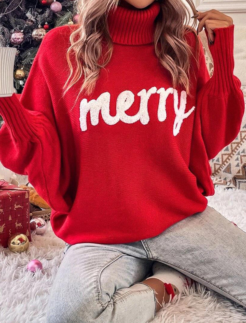 Oversized &quot;Merry&quot; Turtleneck Sweater