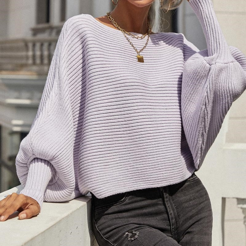 Solid Color Knit Sweater Loose Fit